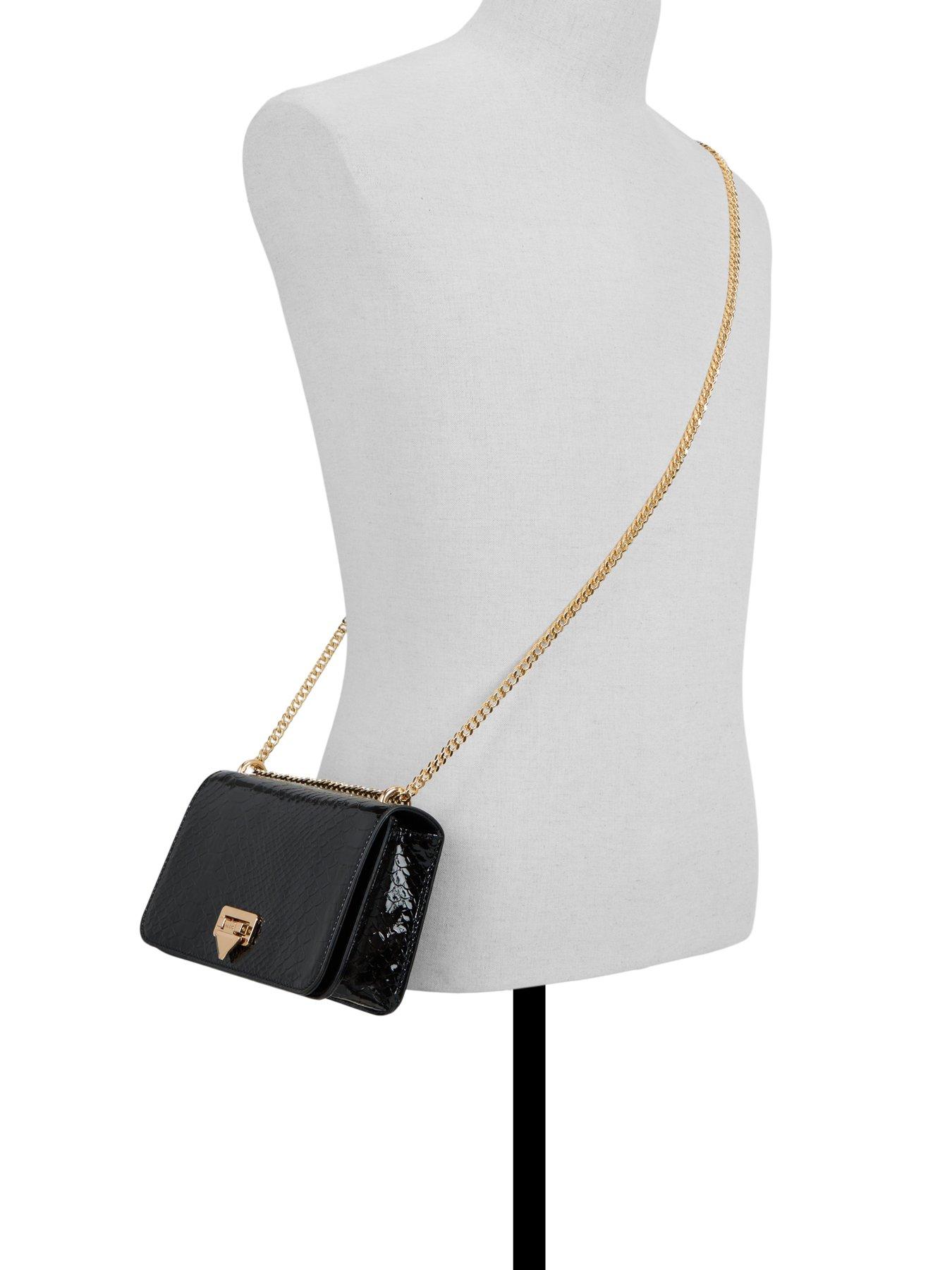 Image 2 of 4 of Aldo Croc-Effect Crossbody Bag with Chain Strap - Black