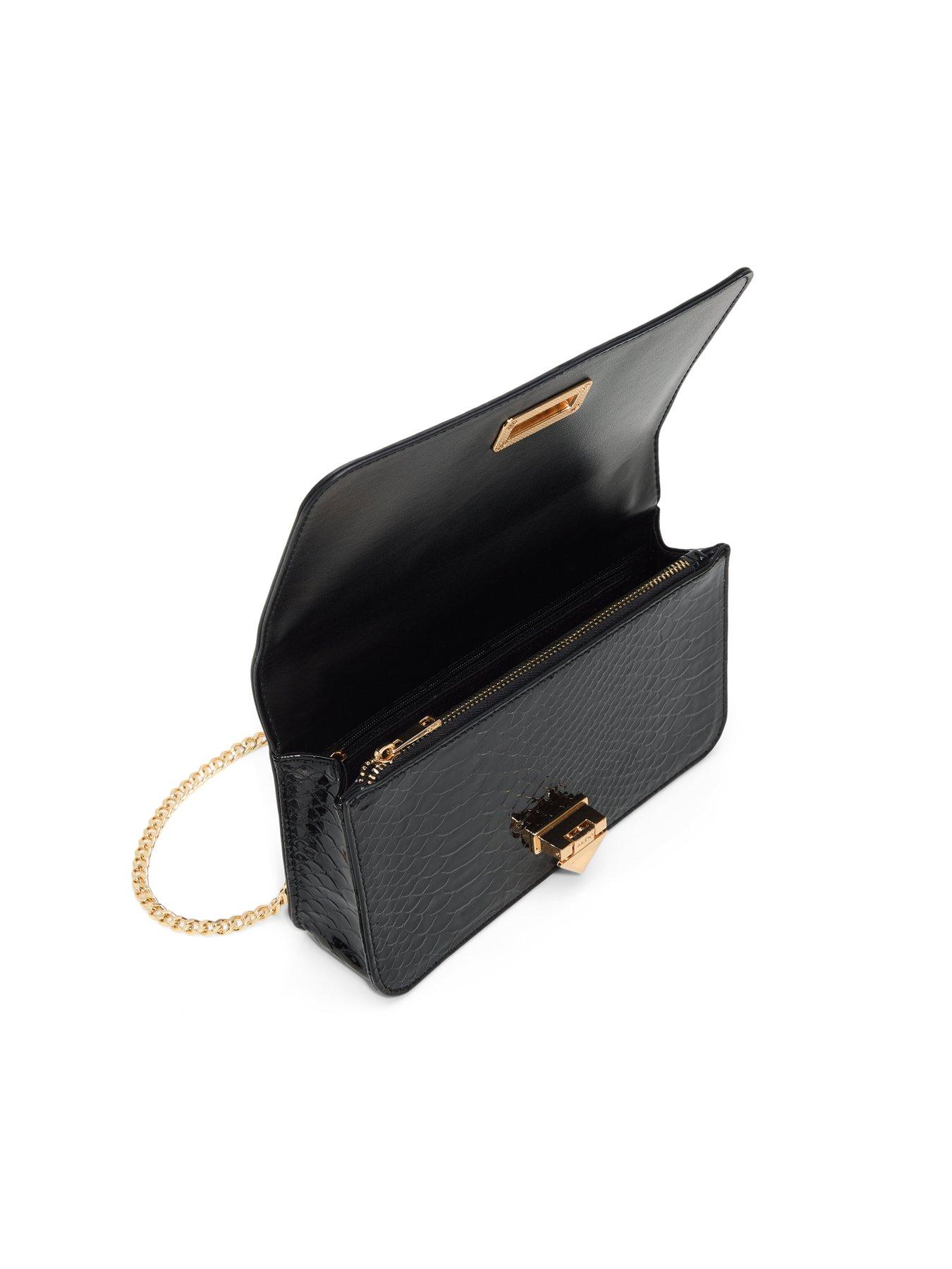 Image 3 of 4 of Aldo Croc-Effect Crossbody Bag with Chain Strap - Black