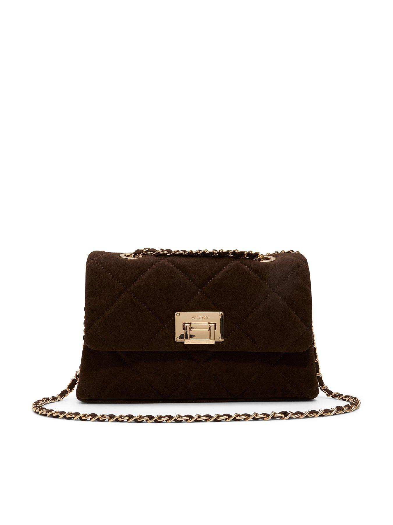 Image 1 of 4 of Aldo Quilted Crossbody Bag with Chain Strap - Brown