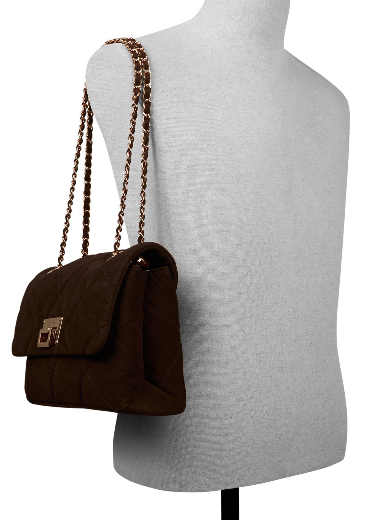 Image 2 of 4 of Aldo Quilted Crossbody Bag with Chain Strap - Brown