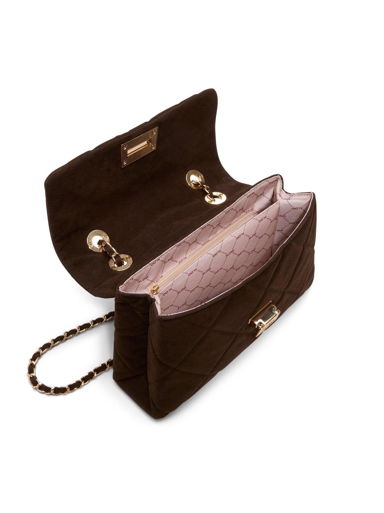 Image 4 of 4 of Aldo Quilted Crossbody Bag with Chain Strap - Brown