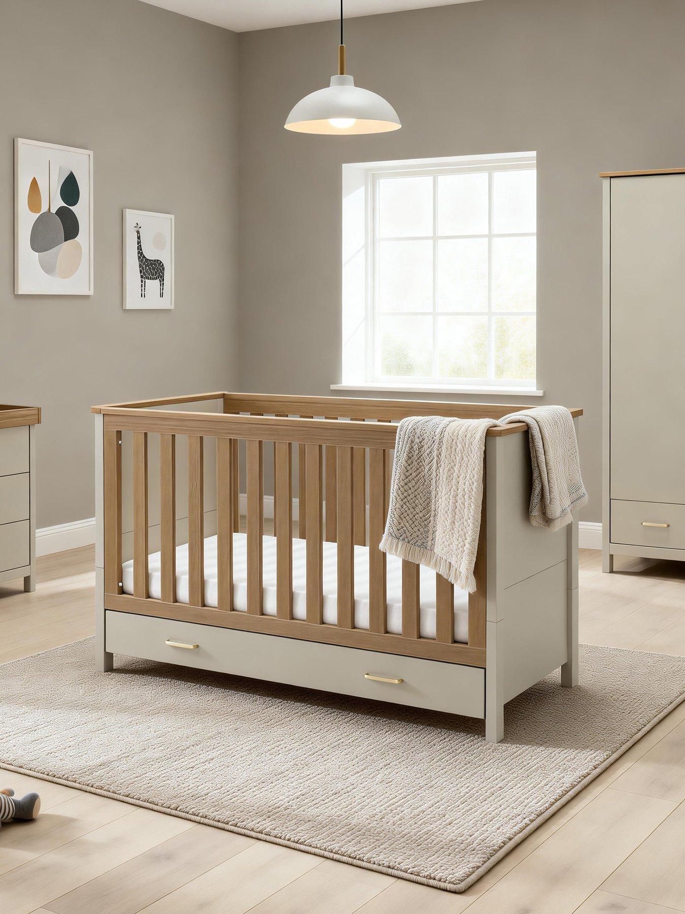 Babymore Mira 3 Piece Nursery Room Set - Cashmere Warm Oak