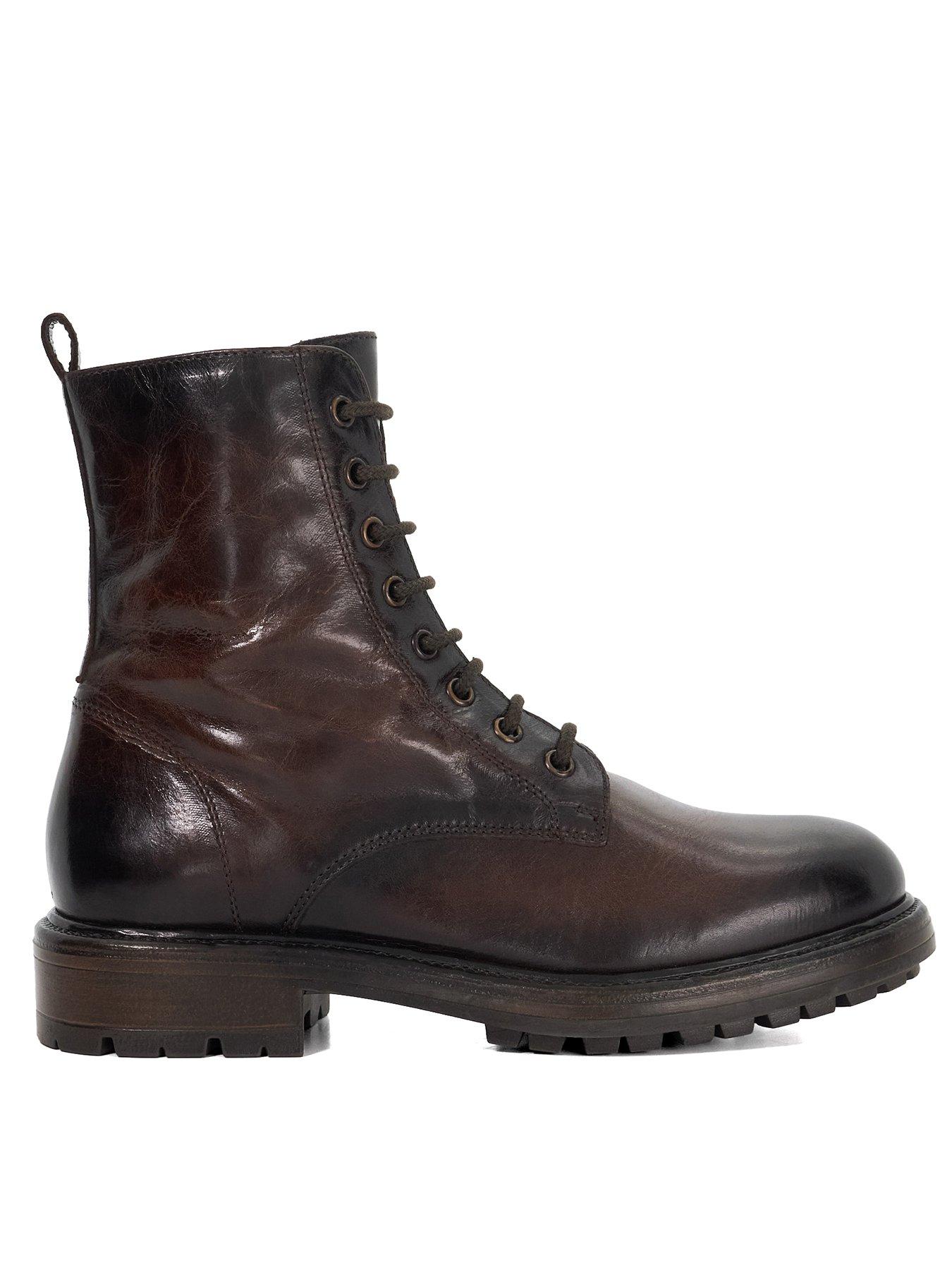 Dune London Patley Leather Chunky Lace Up Boots - Dark Brown