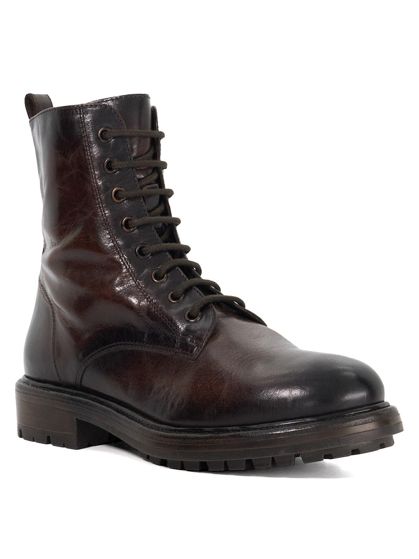 Image 2 of 6 of Dune London Patley Leather Chunky Lace Up Boots - Dark Brown