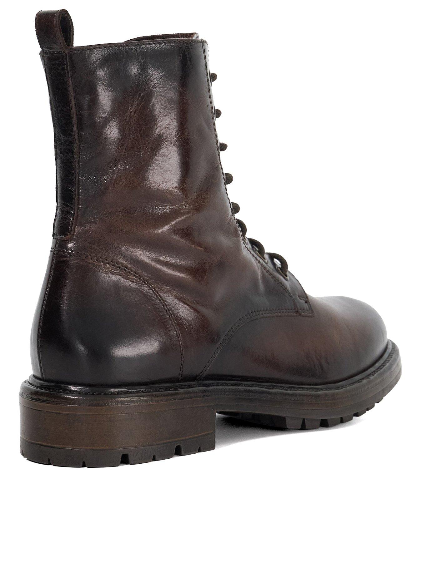 Image 3 of 6 of Dune London Patley Leather Chunky Lace Up Boots - Dark Brown