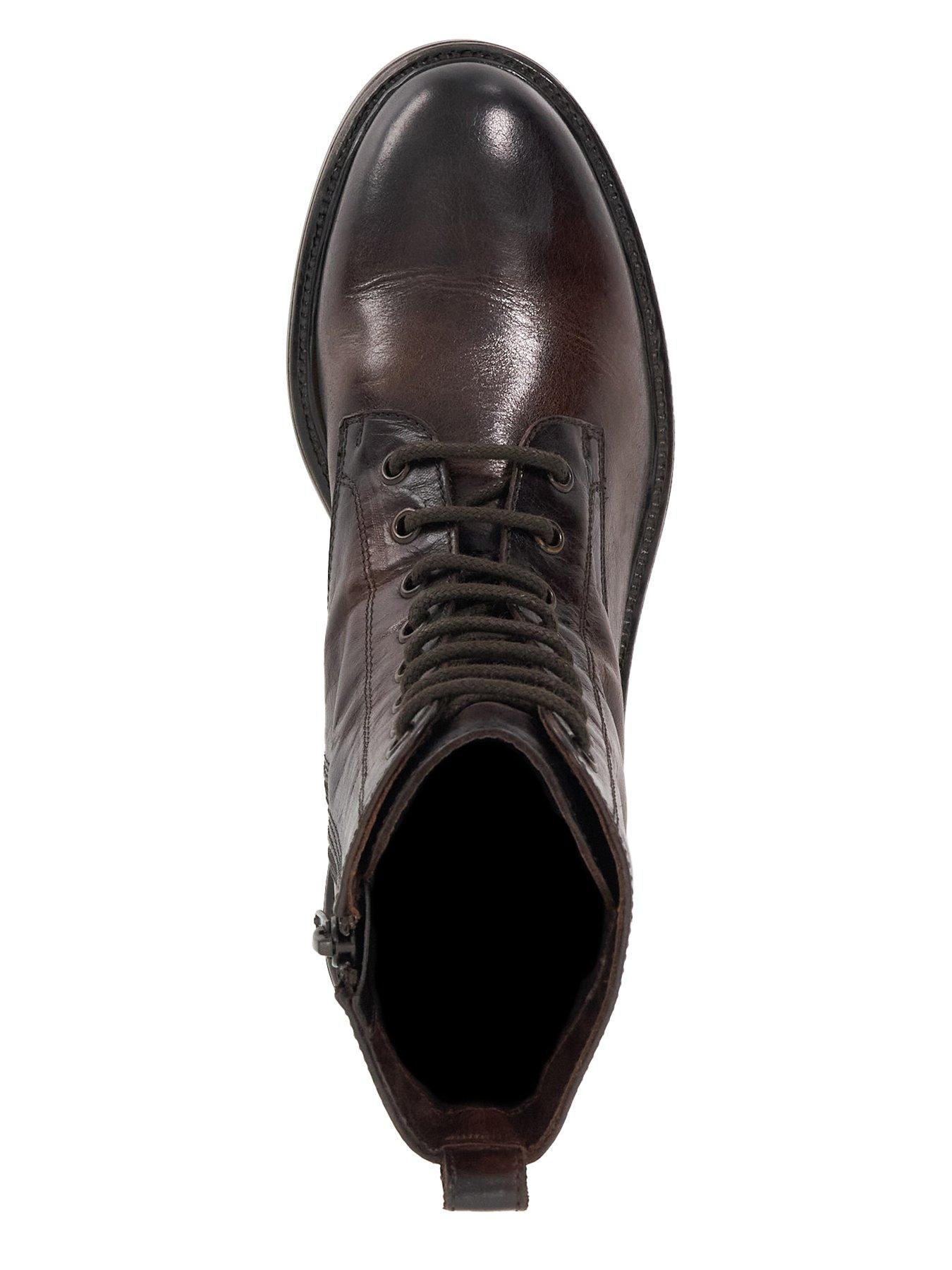 Image 4 of 6 of Dune London Patley Leather Chunky Lace Up Boots - Dark Brown