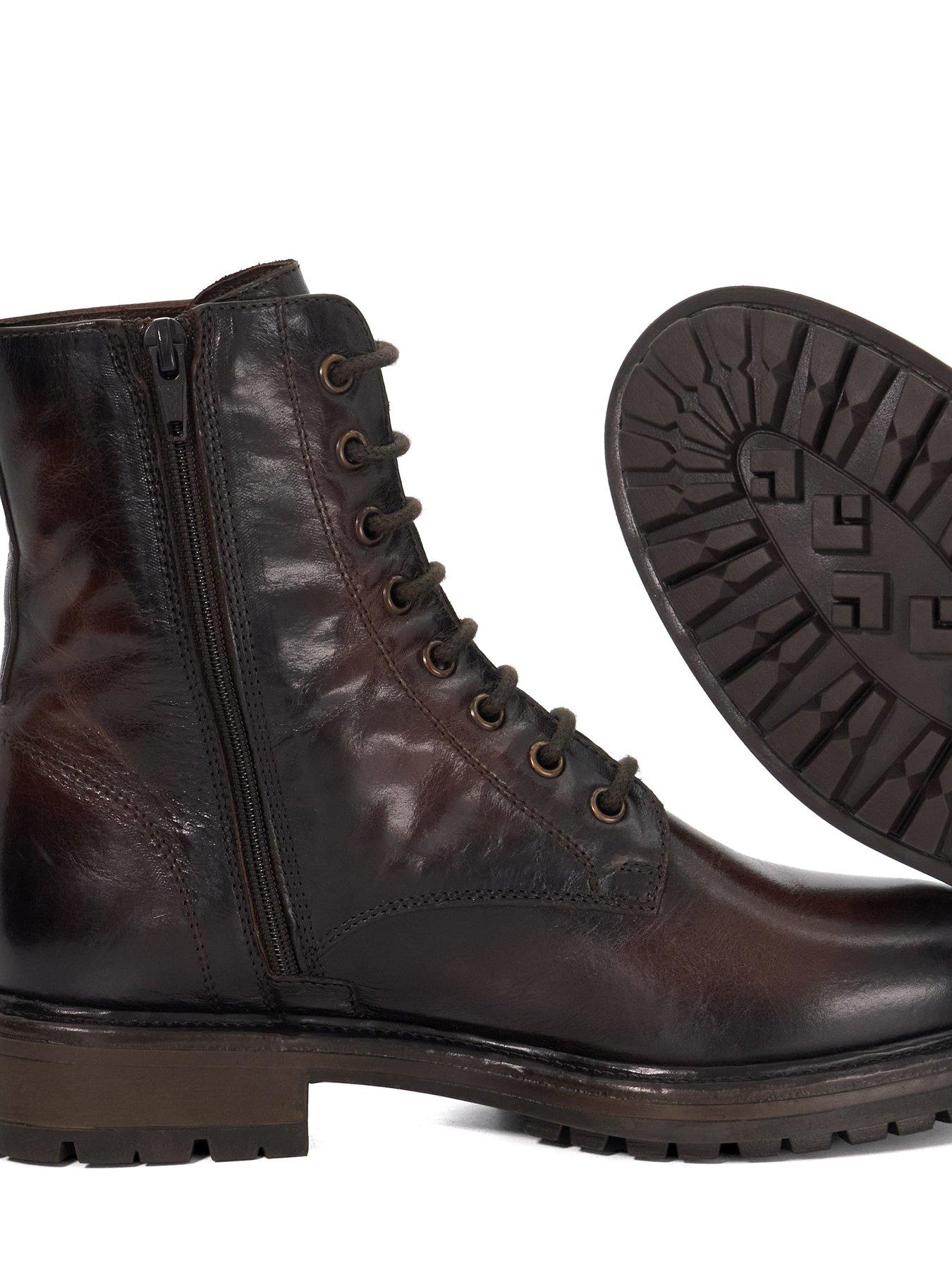 Image 5 of 6 of Dune London Patley Leather Chunky Lace Up Boots - Dark Brown