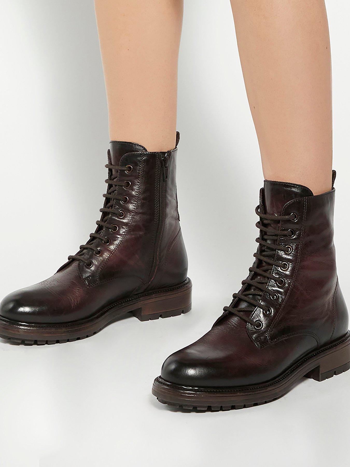 Image 6 of 6 of Dune London Patley Leather Chunky Lace Up Boots - Dark Brown