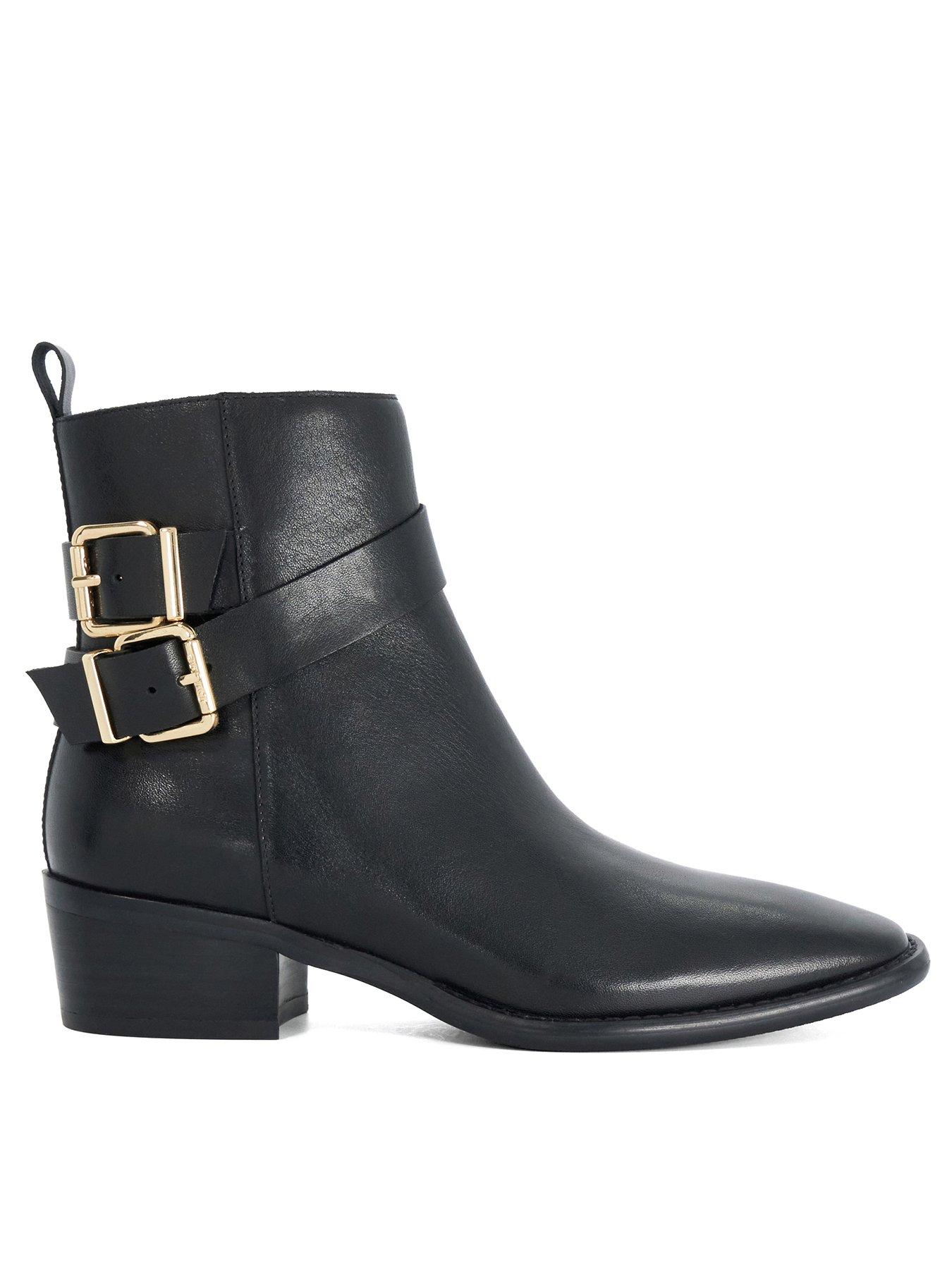 Dune London Patters Leather Ankle Boots - Black