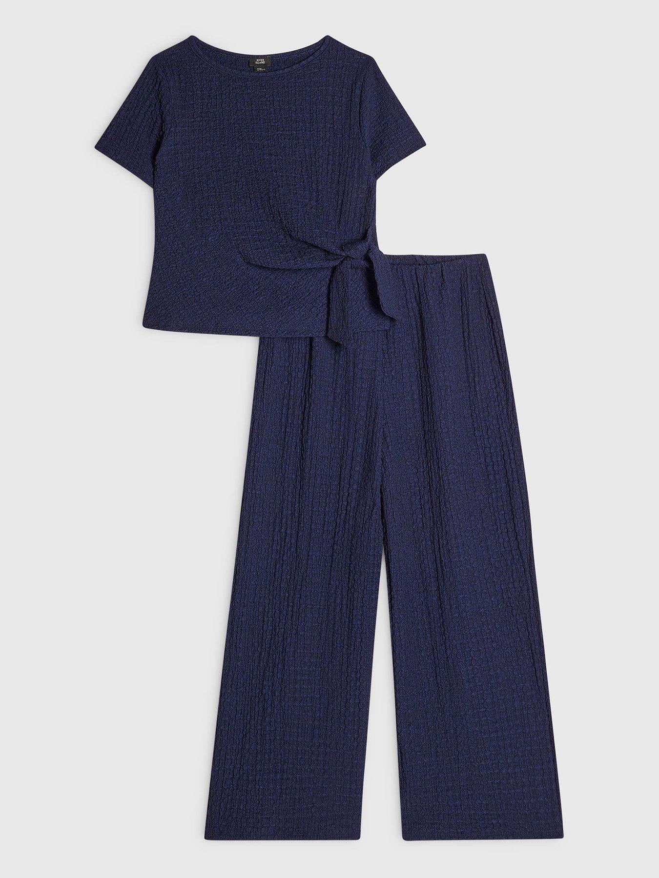 River Island Girls T-Shirt And Trousers Set - Navy