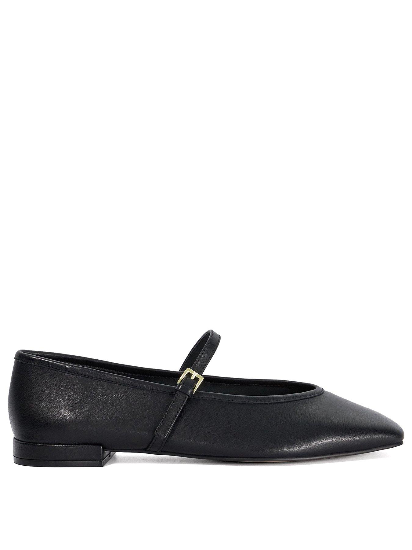 Image 2 of 5 of Dune London Hearthrob Leather Pointed Toe Mary Jane Ballet Flats - Black