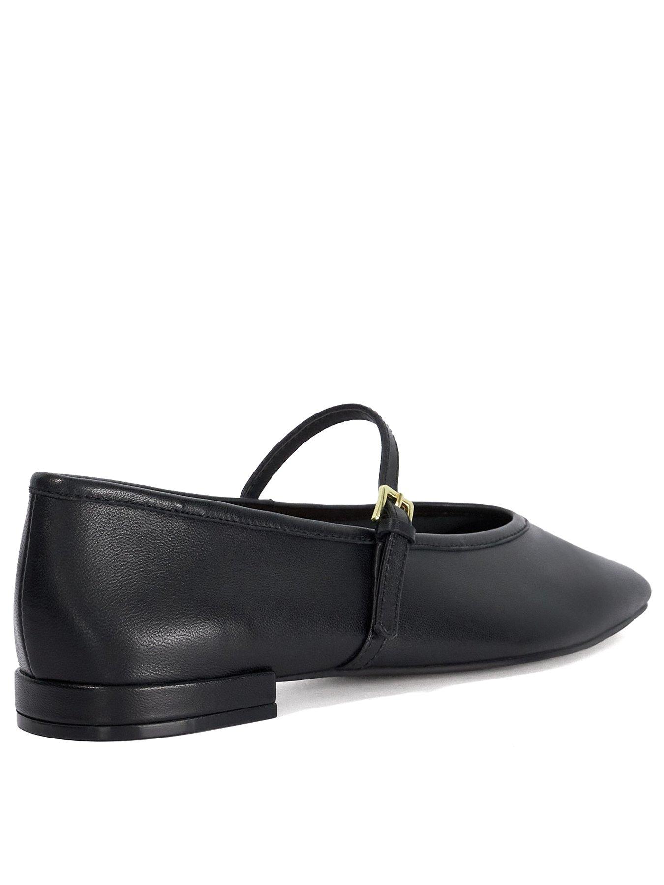Image 3 of 5 of Dune London Hearthrob Leather Pointed Toe Mary Jane Ballet Flats - Black