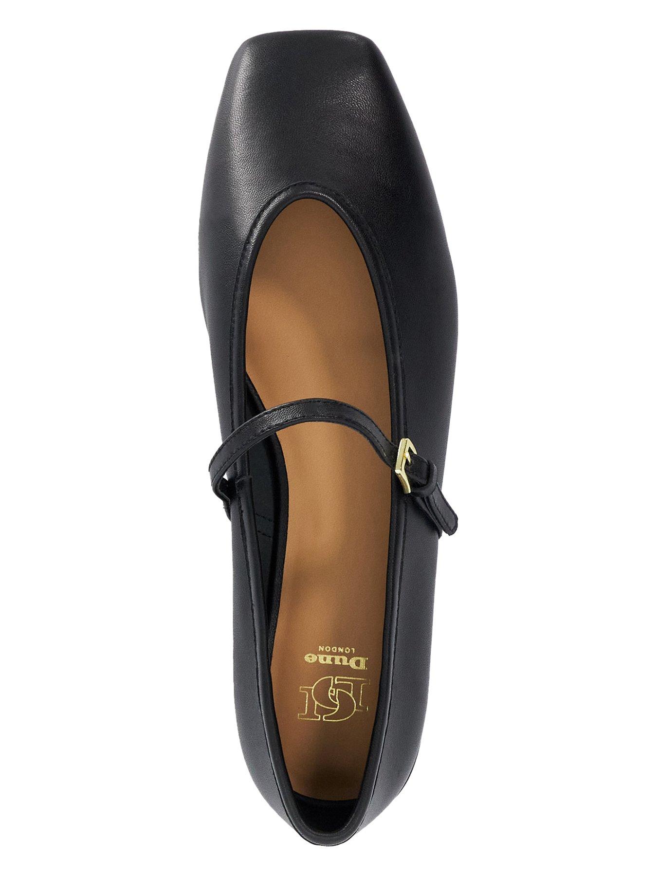 Image 4 of 5 of Dune London Hearthrob Leather Pointed Toe Mary Jane Ballet Flats - Black
