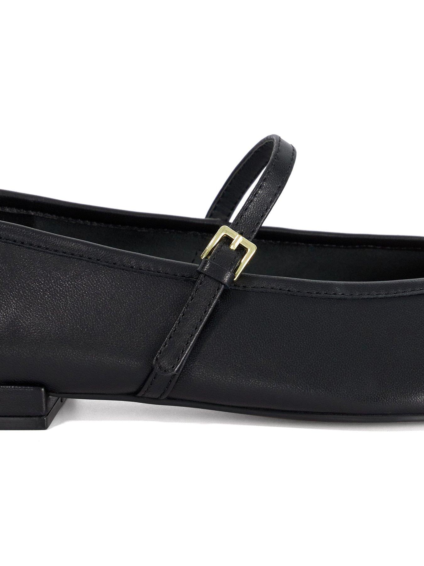 Image 5 of 5 of Dune London Hearthrob Leather Pointed Toe Mary Jane Ballet Flats - Black