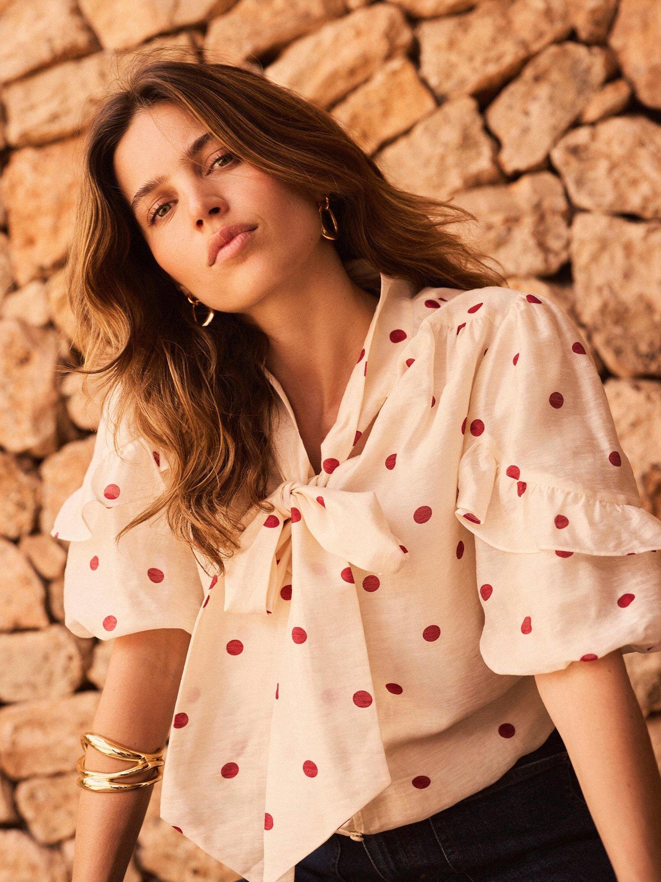 Mint Velvet Polka Dot Blouse - Cream