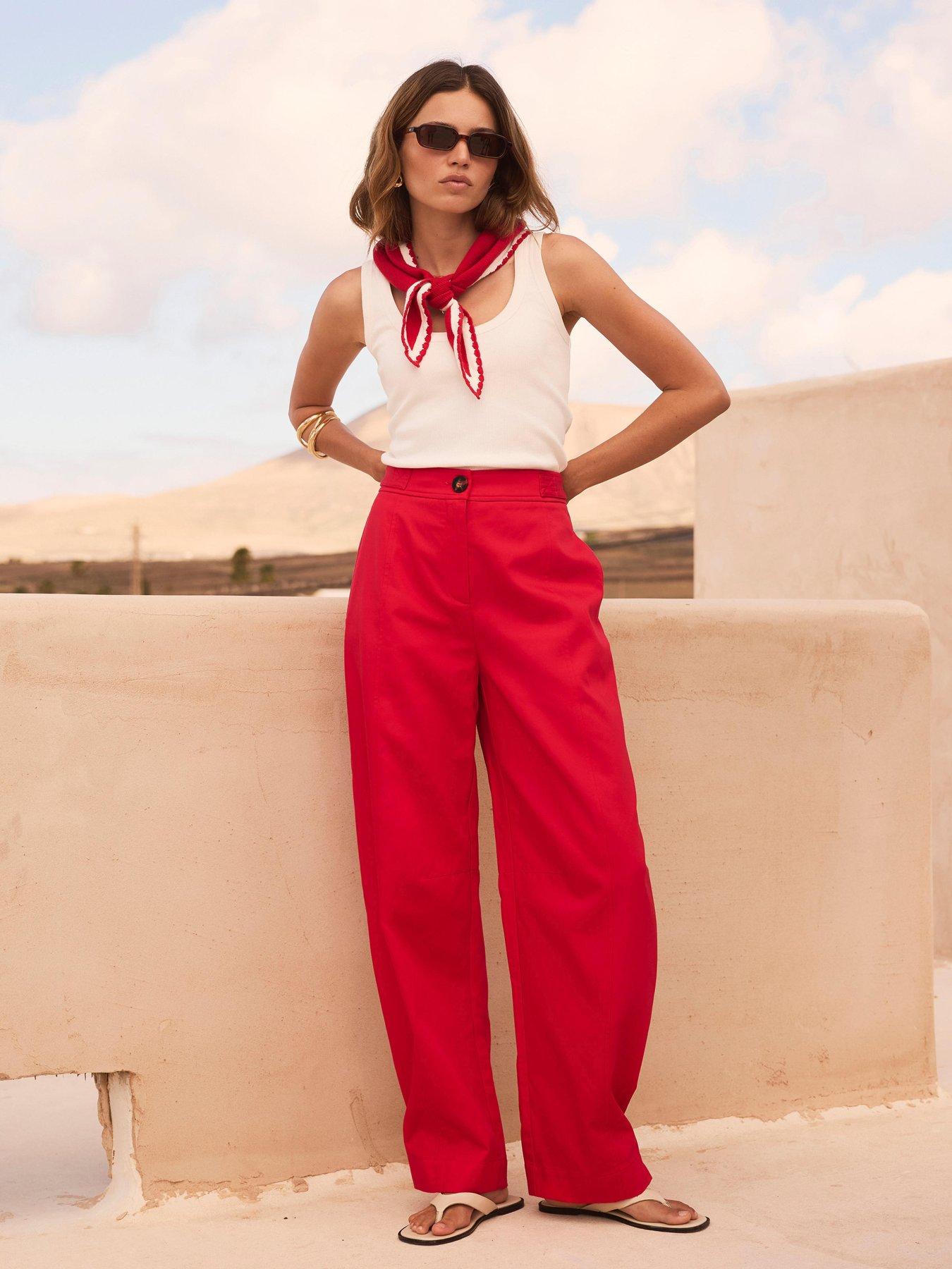 Mint Velvet Wide Leg Utility Trousers - Red