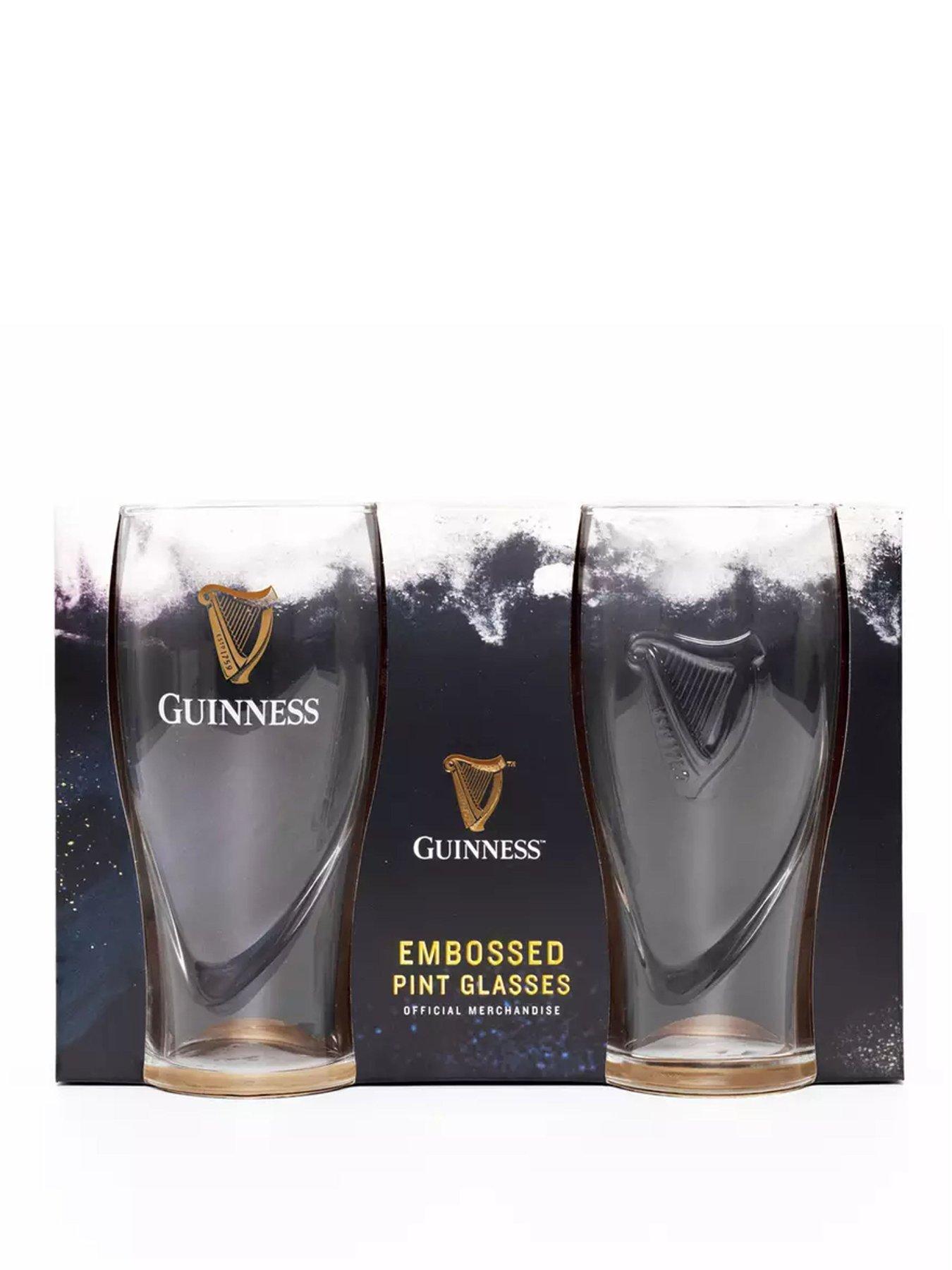 GUINNESS Embossed Pint Beer Glass Set - Pack of 2
