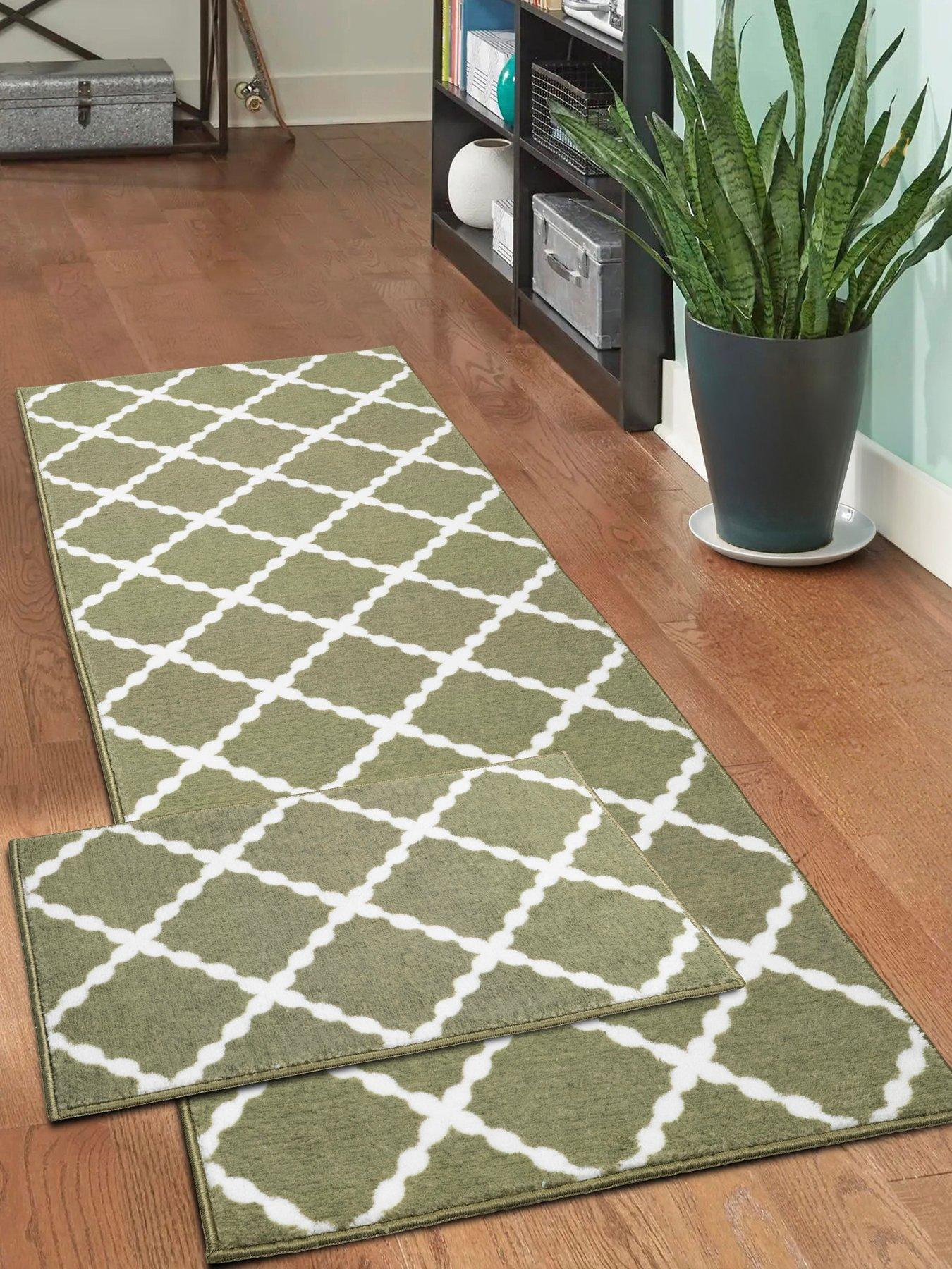 The Very Collection The Very Collection Deco Trelis Runner And Dooor Mat Set