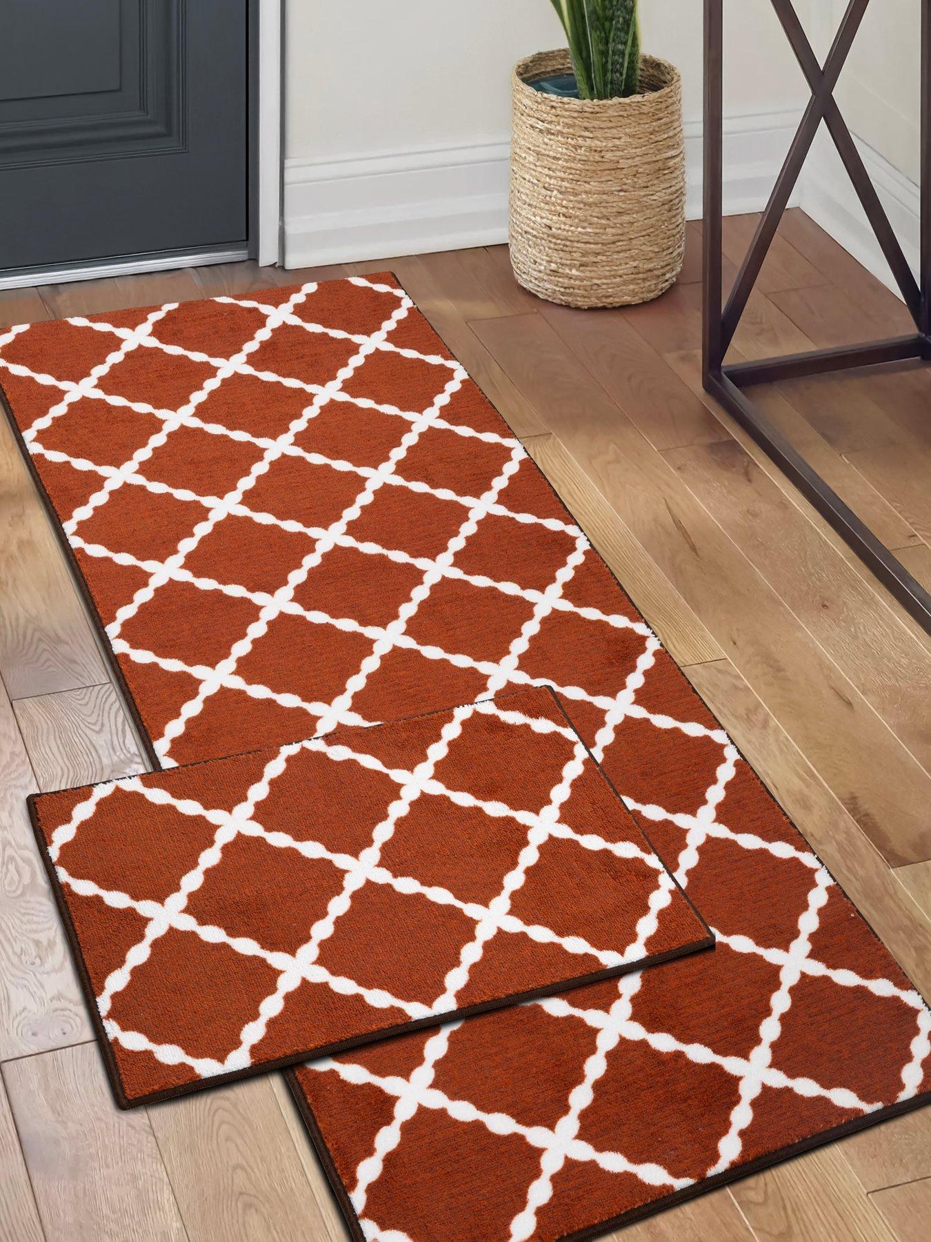 The Very Collection The Very Collection Deco Trelis Runner And Dooor Mat Set