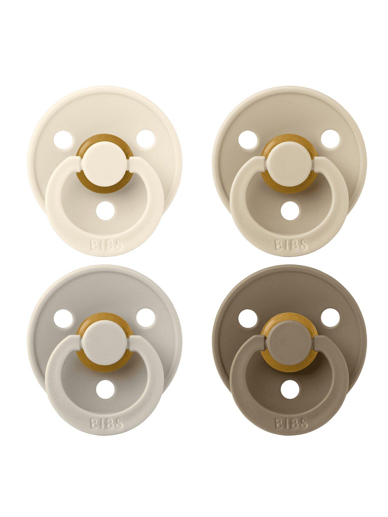 BIBS Pacifier Colour 4 PACK Latex Size 2 Ivory/Sand/Vanilla/Dark Oak