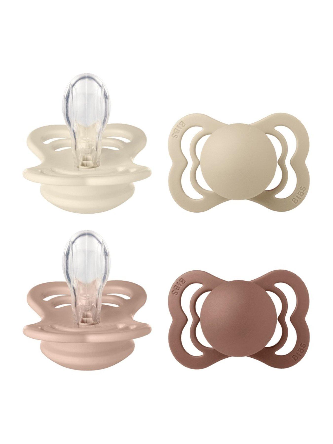 BIBS Pacifier Supreme 4 PACK Silicone Size 1 Ivory/Vanilla/Blush/Woodchuck