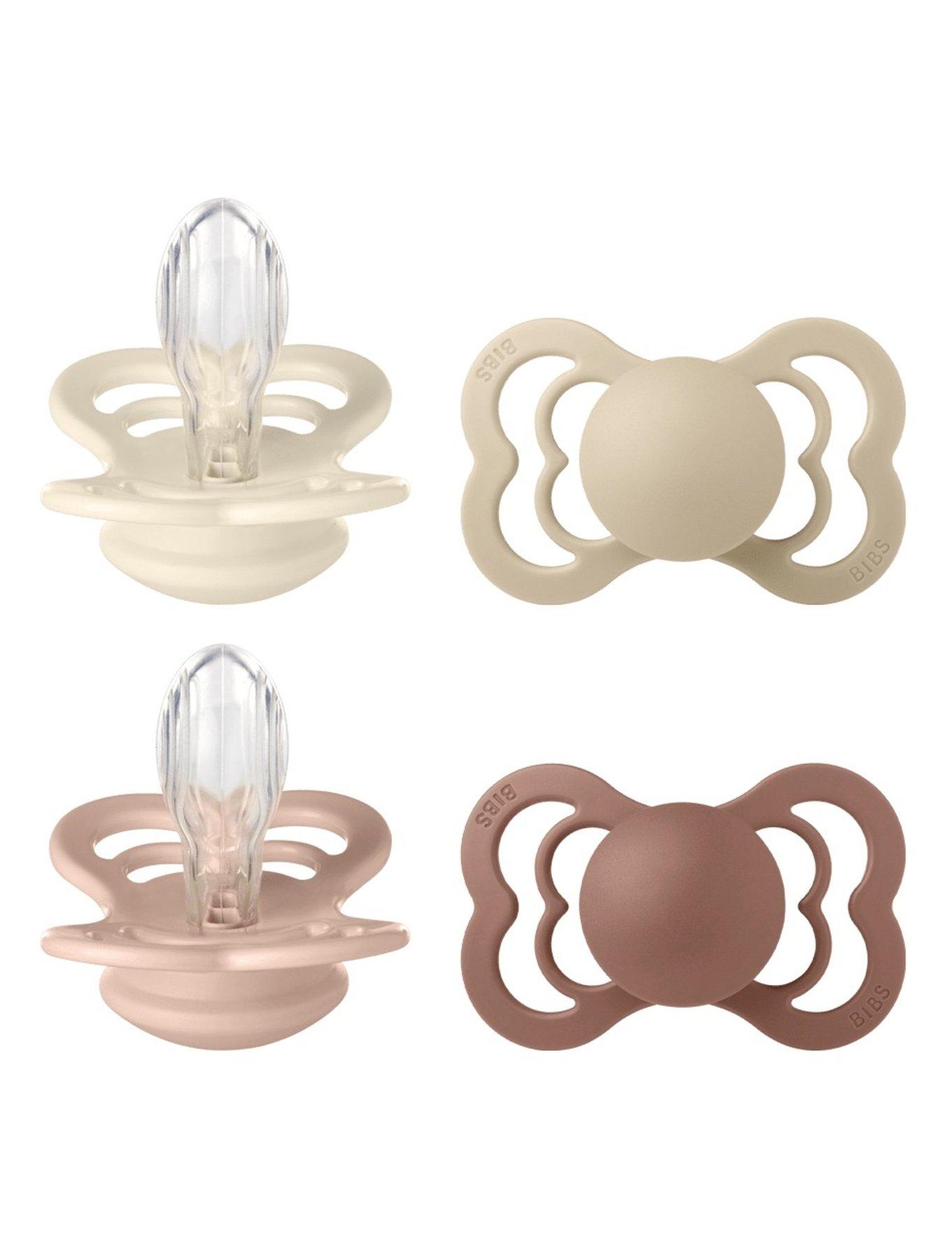 BIBS Pacifier Supreme 4 PACK Silicone Size 2 Ivory/Vanilla/Blush/Woodchuck