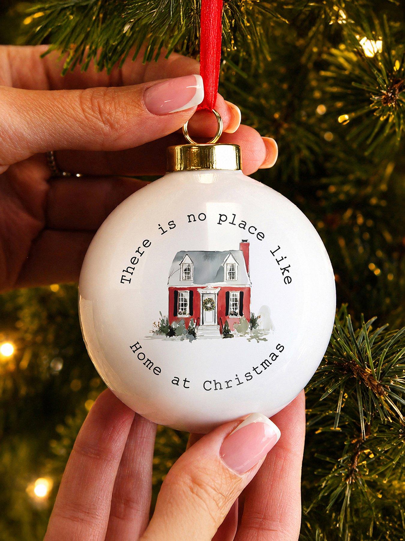 Image 1 of 3 of The Personalised Memento Company Personalised No Place Like Home Ceramic Bauble