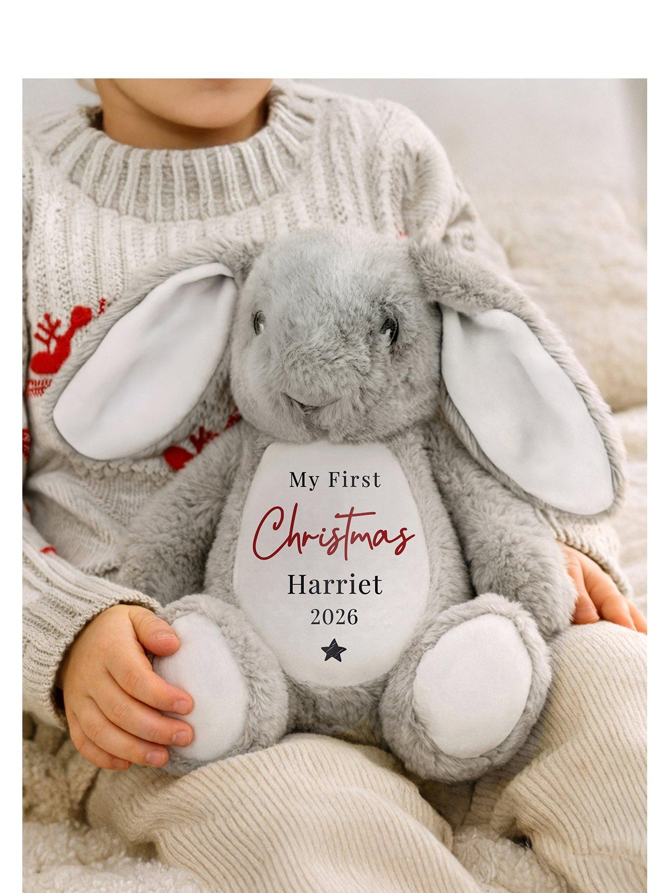 Image 1 of 3 of The Personalised Memento Company Personalised My First Christmas Bunny Rabbit Soft Toy