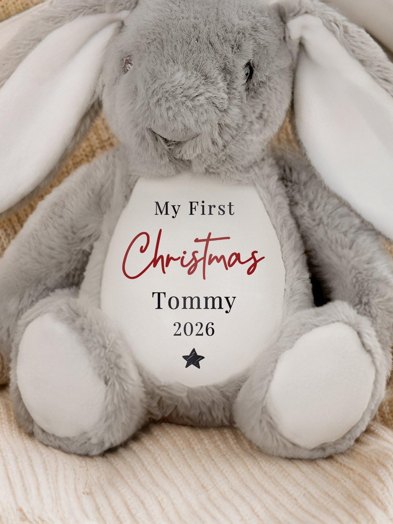Image 2 of 3 of The Personalised Memento Company Personalised My First Christmas Bunny Rabbit Soft Toy