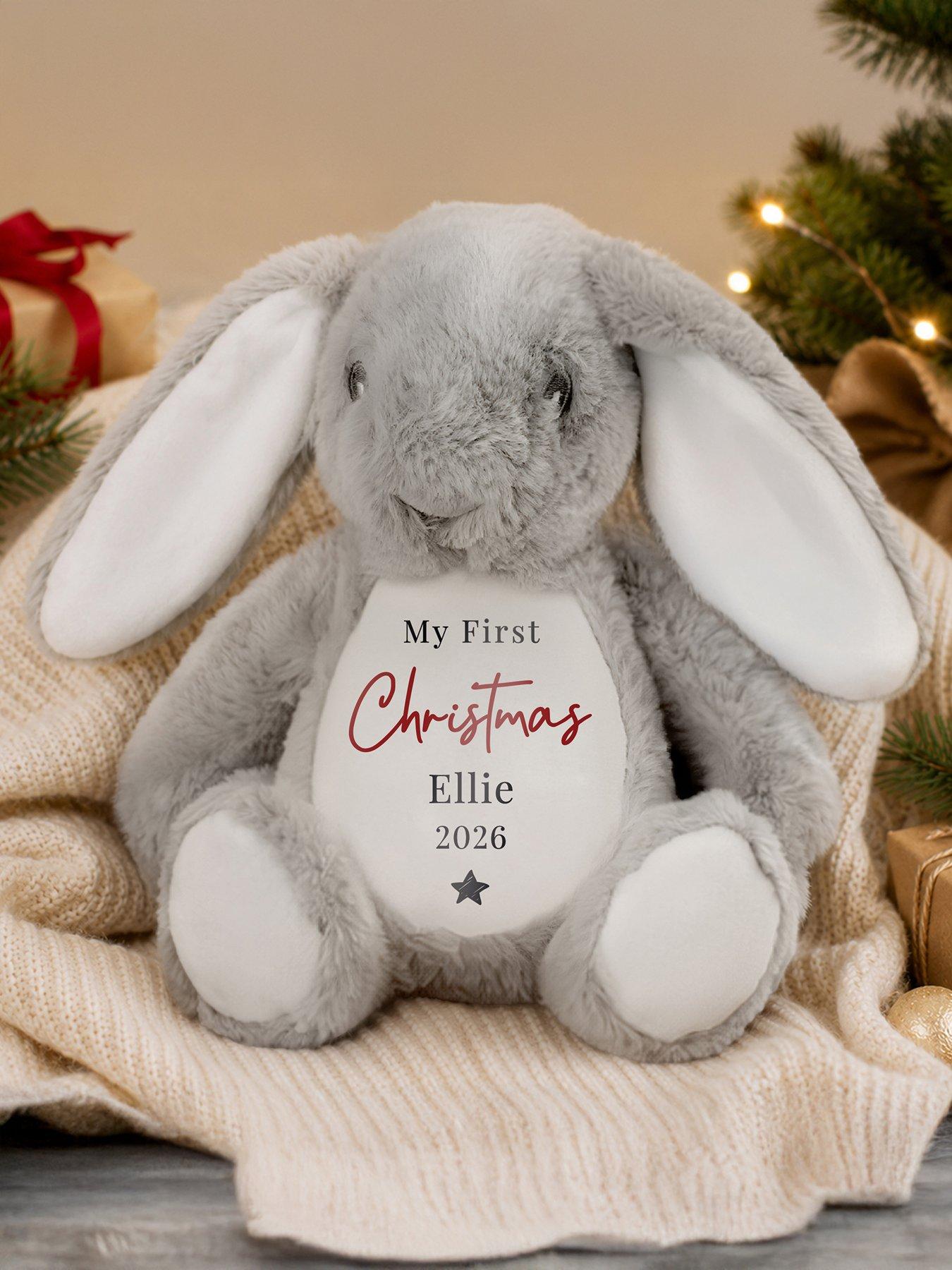 Image 3 of 3 of The Personalised Memento Company Personalised My First Christmas Bunny Rabbit Soft Toy