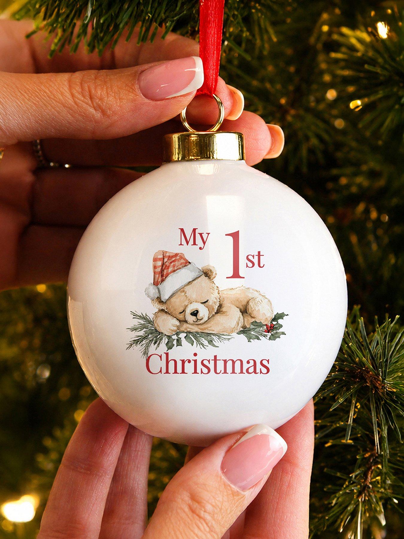 The Personalised Memento Company Personalised My 1st Christmas Bear Ceramic Bauble