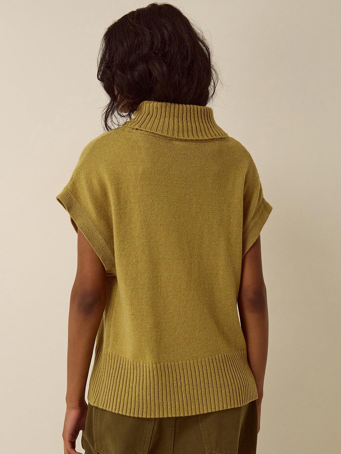 Image 2 of 4 of Monsoon Womens Fay Funnel Neck Ribbed Hem Vest - Brown