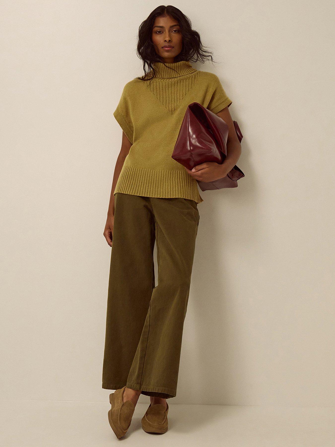 Image 3 of 4 of Monsoon Womens Fay Funnel Neck Ribbed Hem Vest - Brown