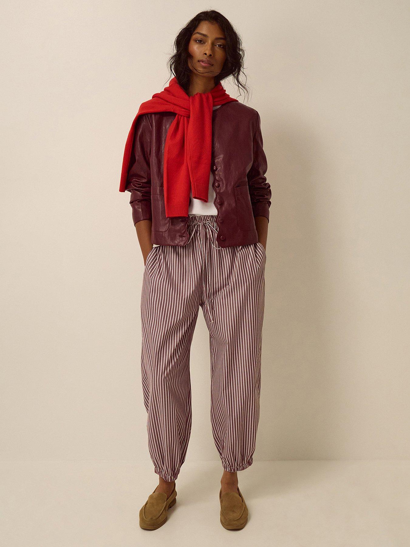 Image 5 of 5 of Monsoon Penelope Scallop Faux Leather Jacket - Red