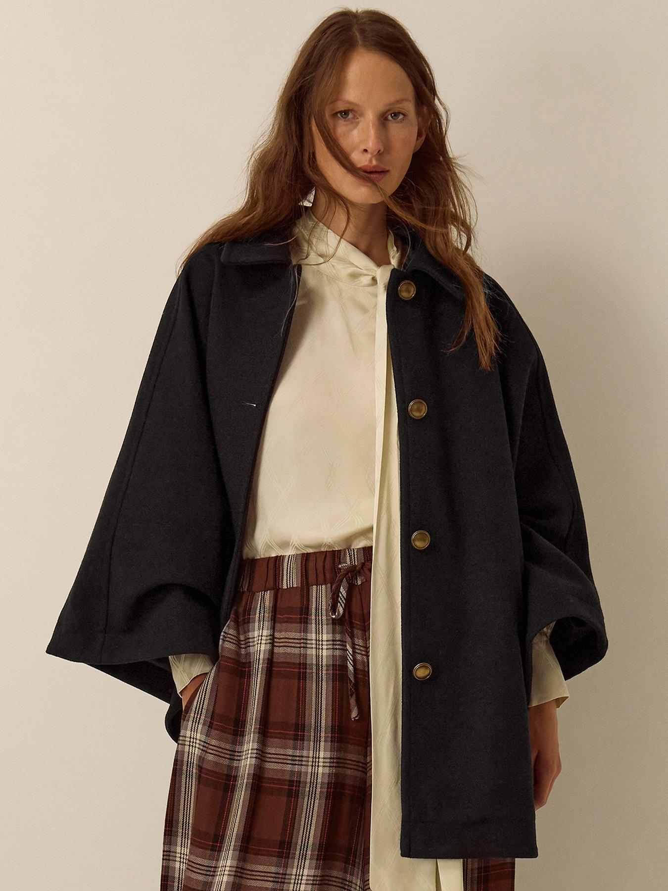 Monsoon Claudie Cape Coat - Black