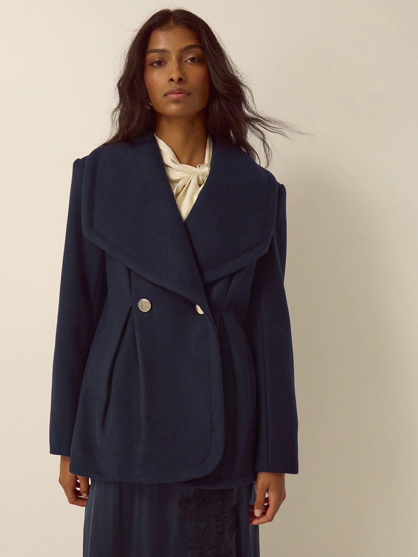 Image 1 of 5 of Monsoon Estelle Collar Coat - Blue
