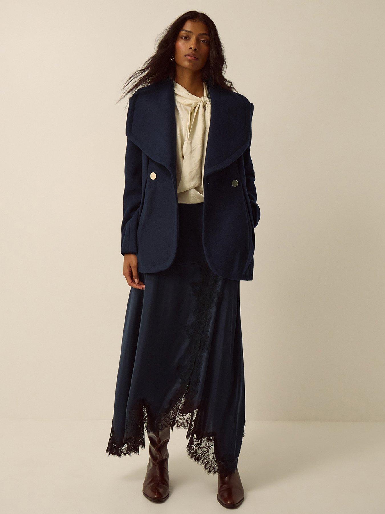 Image 3 of 5 of Monsoon Estelle Collar Coat - Blue
