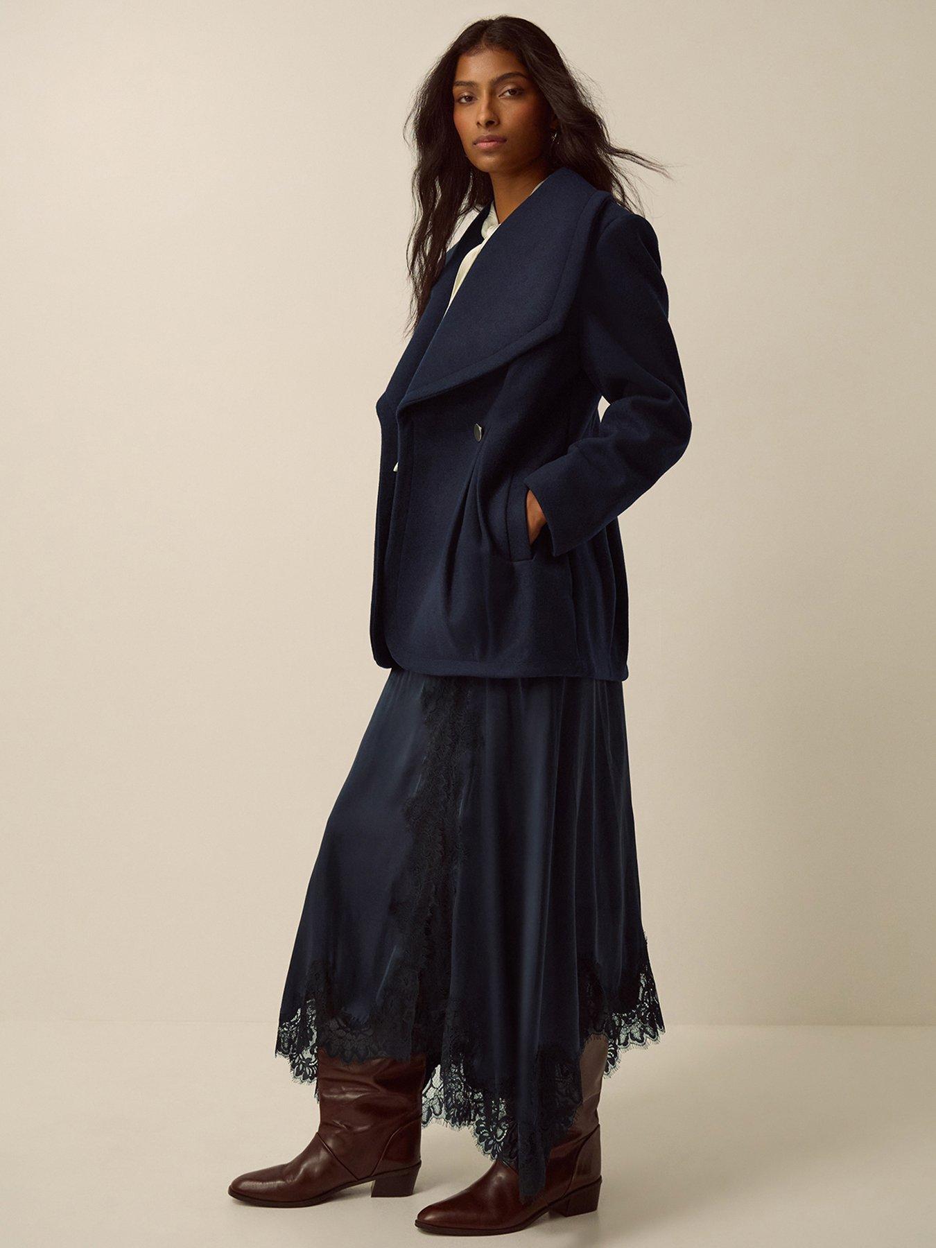 Image 4 of 5 of Monsoon Estelle Collar Coat - Blue
