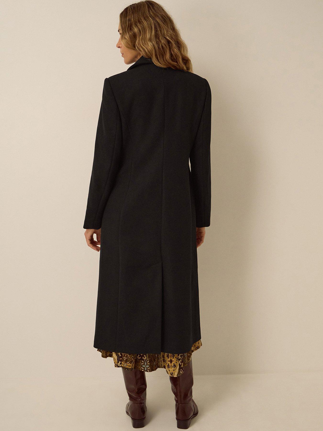 Image 2 of 5 of Monsoon Womens Celia Longline Tailored Lapel Coat - Black