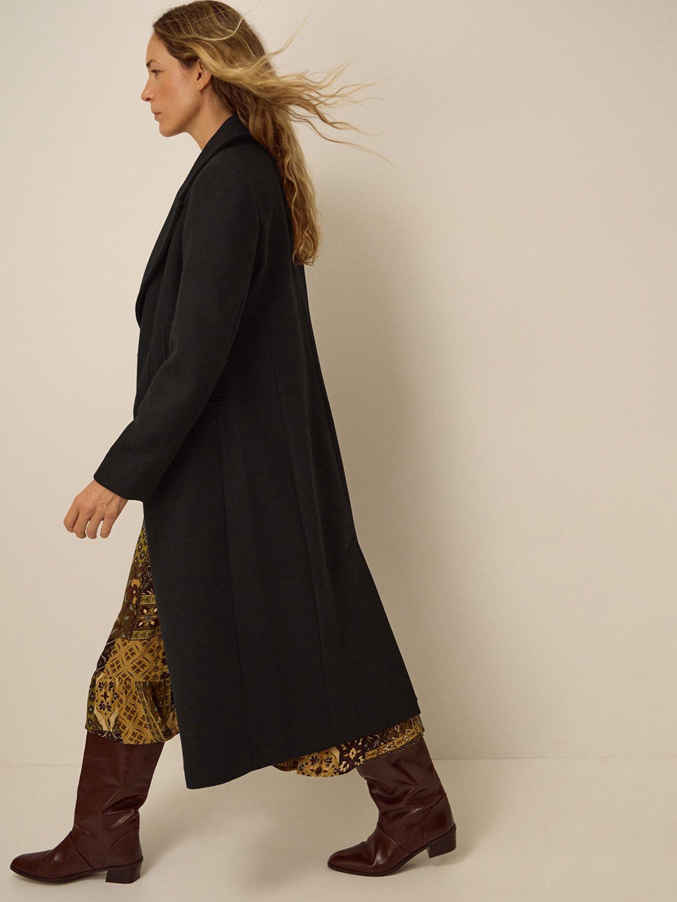 Image 3 of 5 of Monsoon Womens Celia Longline Tailored Lapel Coat - Black