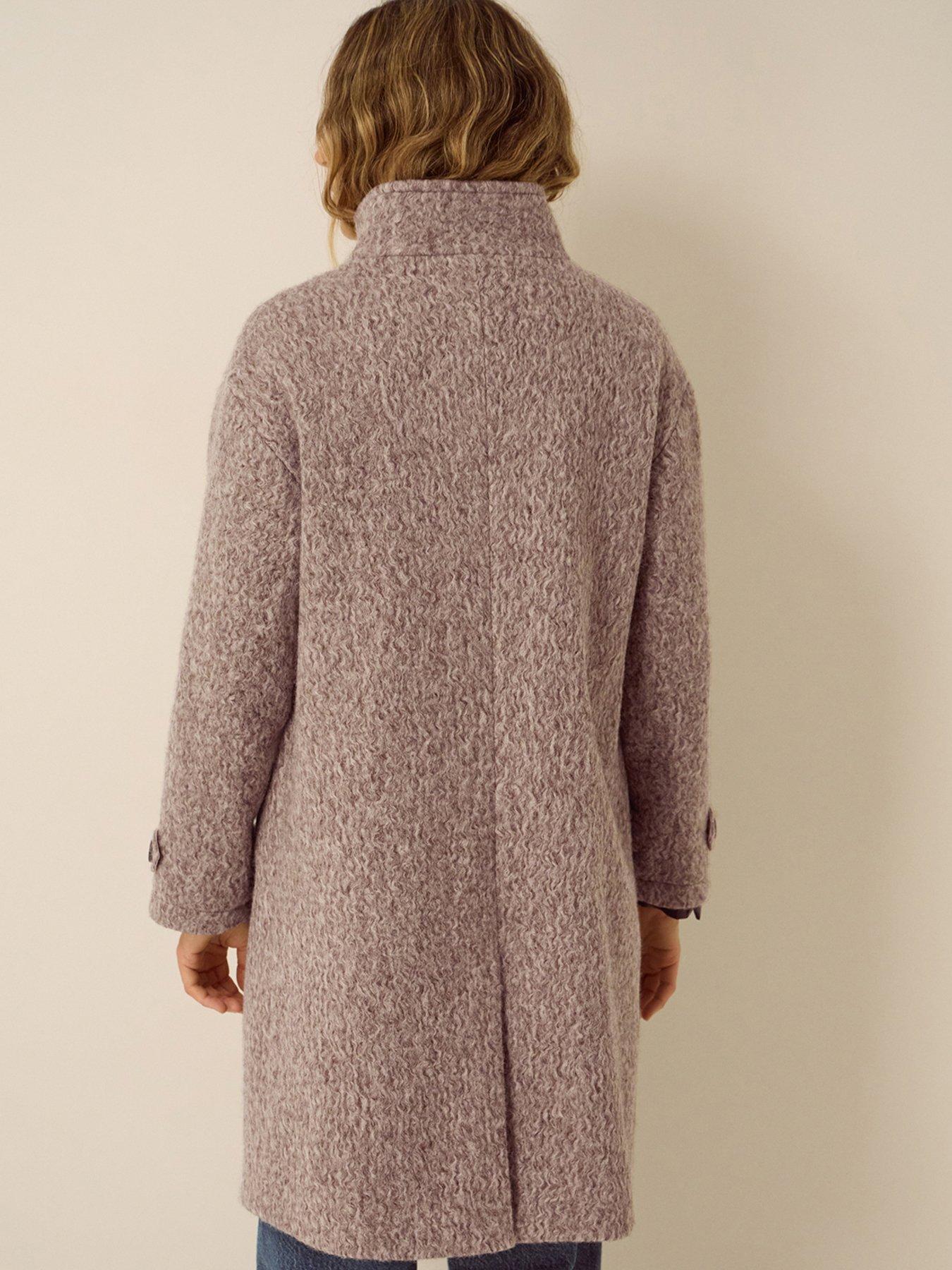 Image 2 of 5 of Monsoon Womens Boucle Stand Collar Longline Coat - Brown