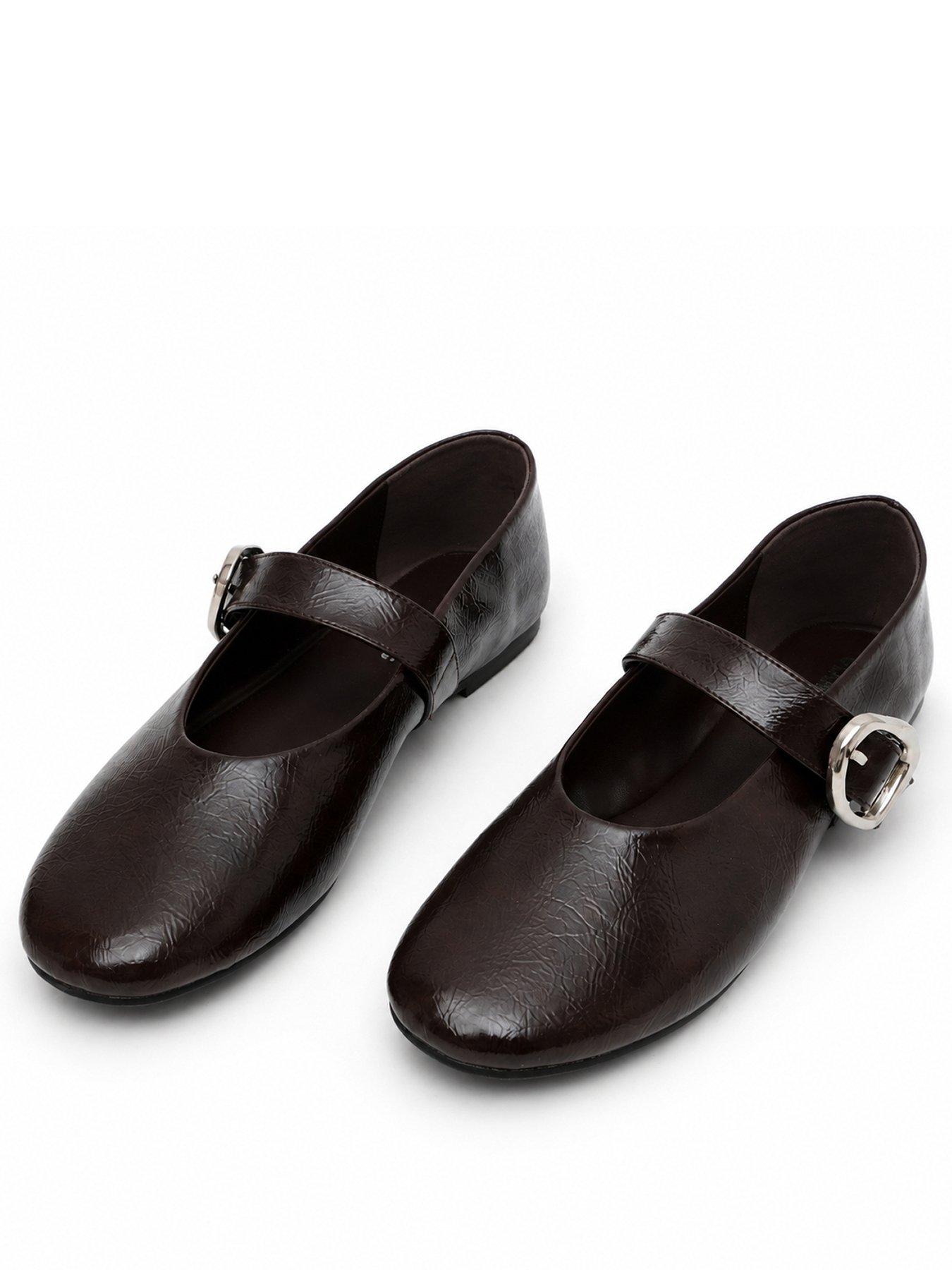 Image 2 of 5 of Glamorous Womens Mary Jane Buckle Strap Ballet Flats - Brown