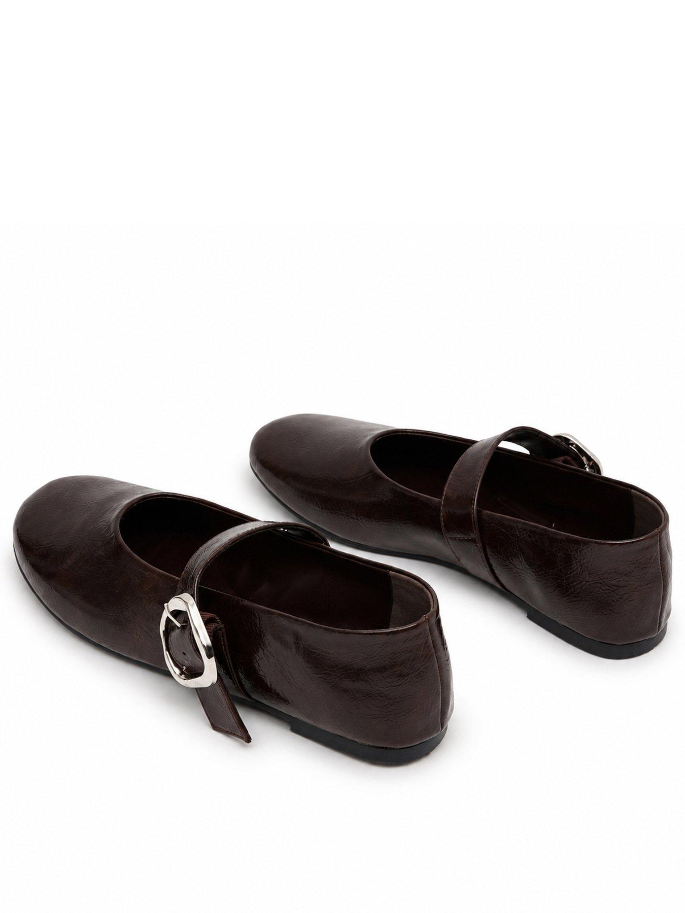 Image 3 of 5 of Glamorous Womens Mary Jane Buckle Strap Ballet Flats - Brown