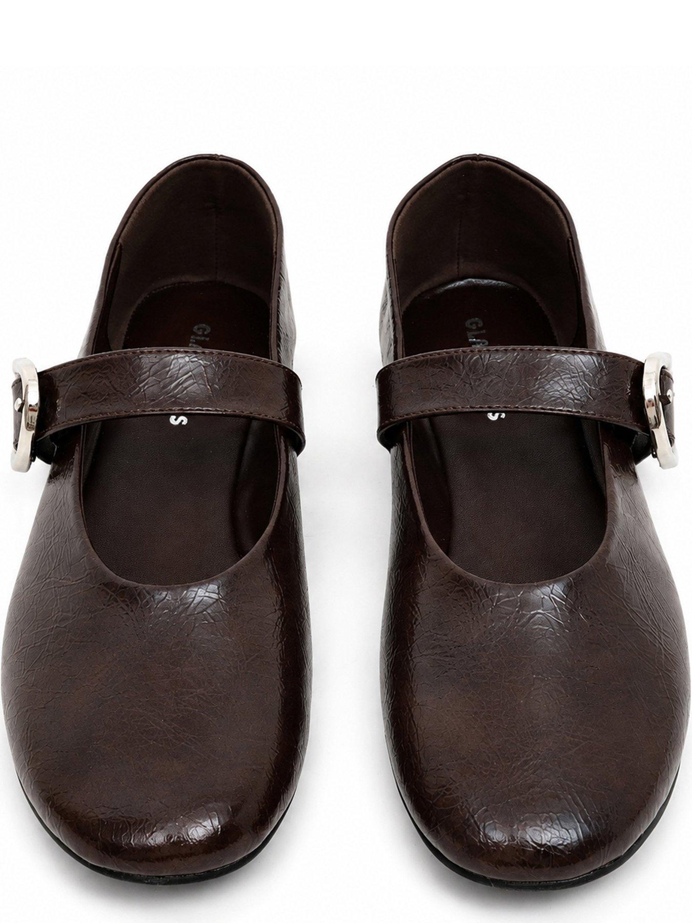 Image 4 of 5 of Glamorous Womens Mary Jane Buckle Strap Ballet Flats - Brown
