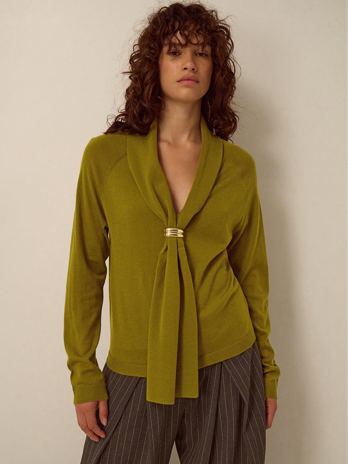 Monsoon Tilly Neck Tie Jumper - Green