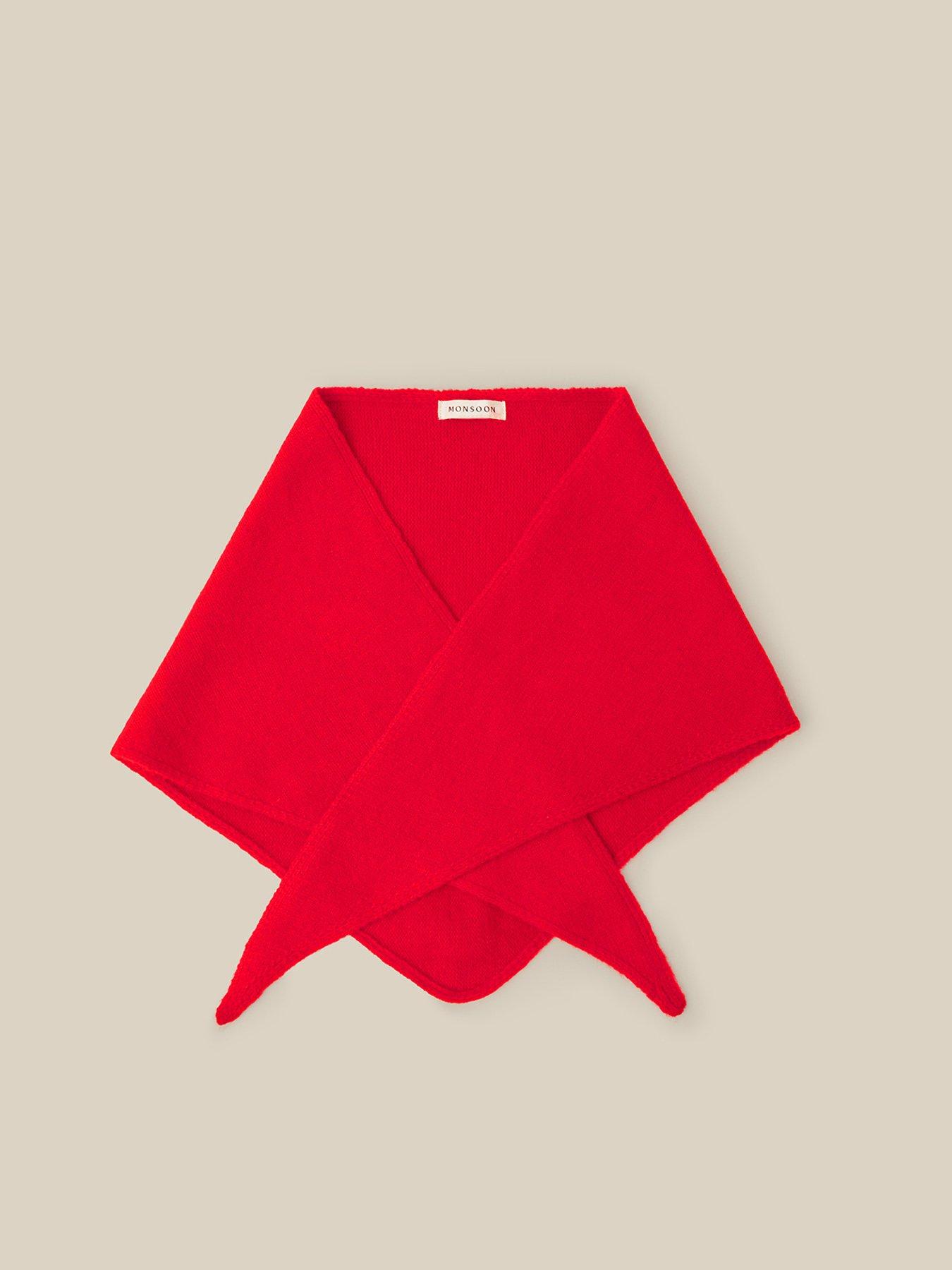 Image 1 of 2 of Monsoon Fae Knitted Triangle Scarf -&nbsp;Red