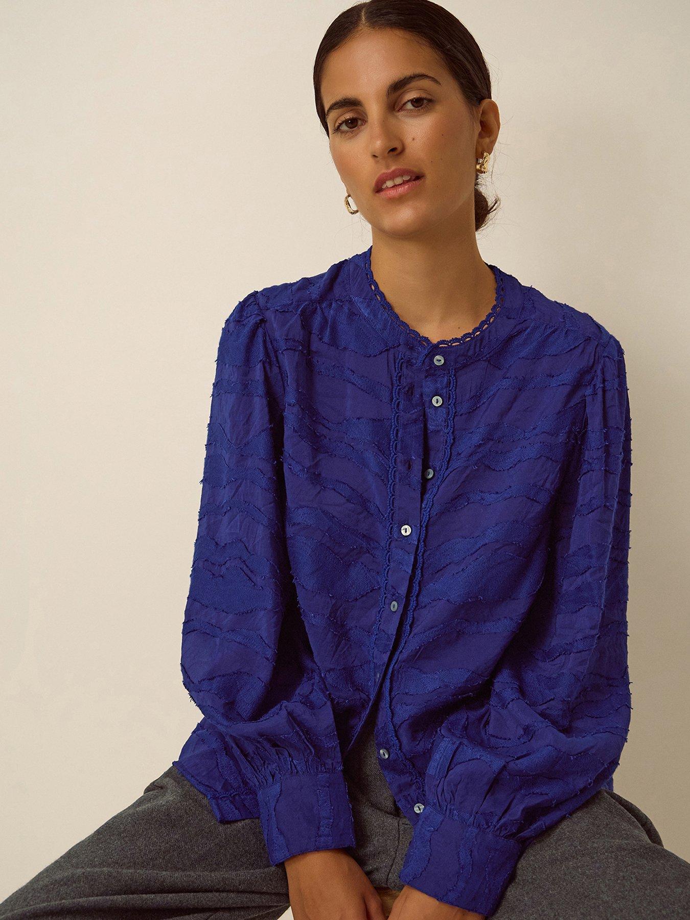 Monsoon Jane Jacquard Blouse - Blue