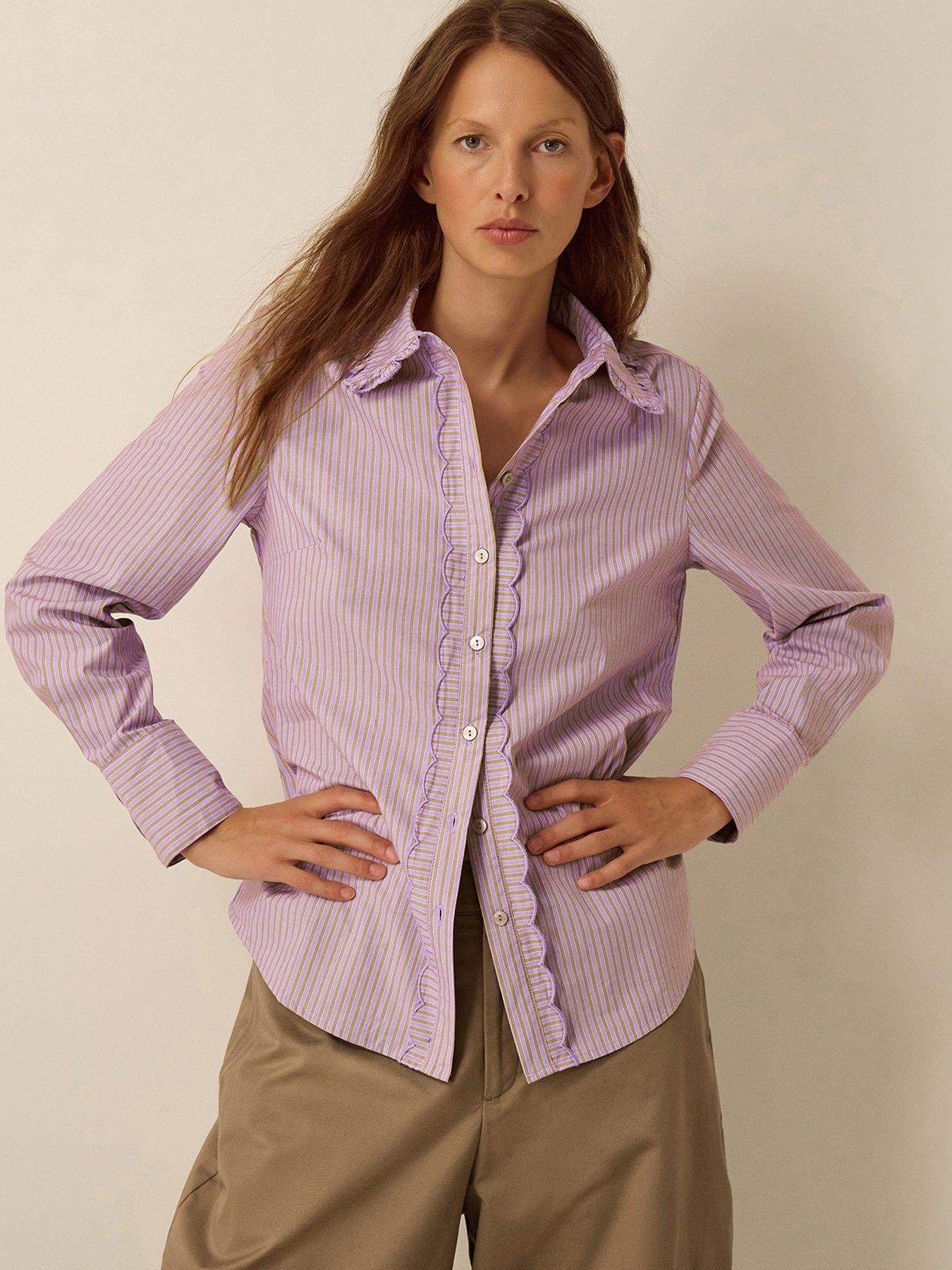 Monsoon Sabrina Scallop Stripe Shirt - Purple