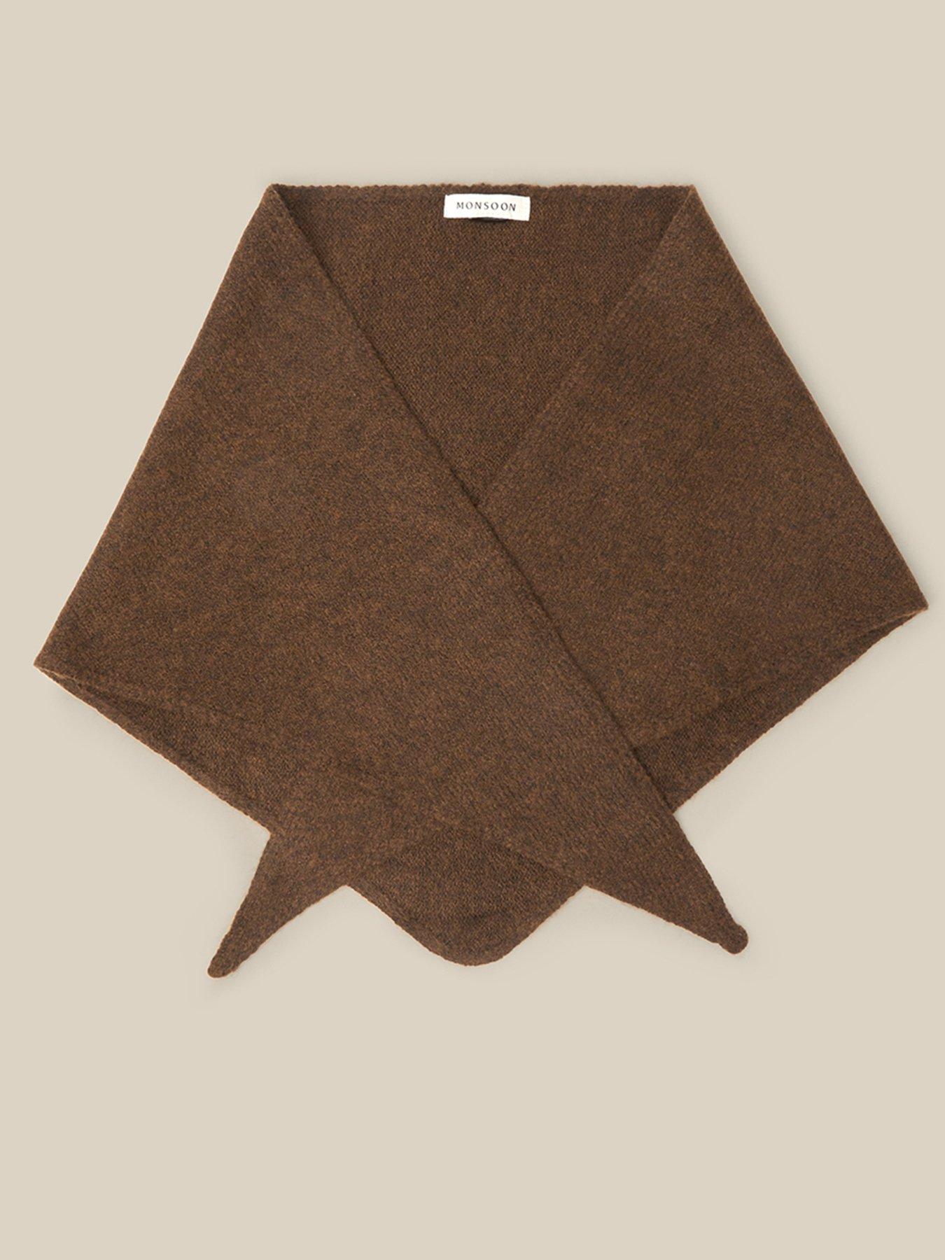 Image 1 of 2 of Monsoon Womens Ultra-Soft Knit Triangle Scarf - Brown