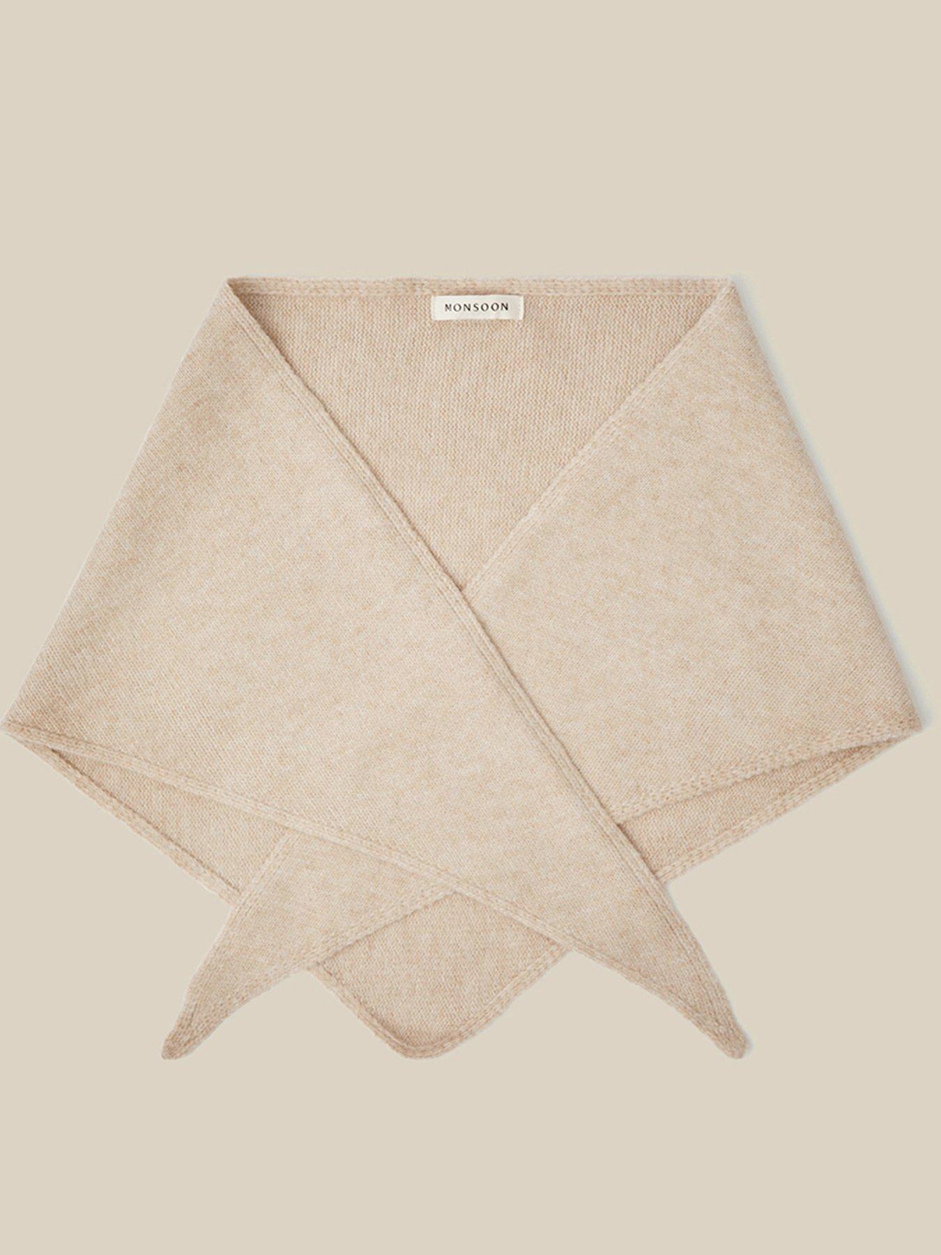 Image 1 of 2 of Monsoon Womens Soft Knit Triangle Scarf - Cream